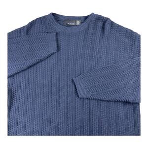 Bill Blass Hand Framed Navy Blue Knitted Sweater Men's L Made In USA Oversized